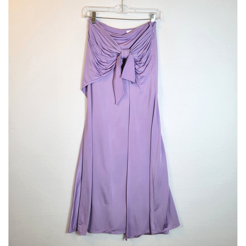 Rabanne Womens Jupe Slip Lavender Purple Draped Bow Maxi Skirt Size 36 70s Retro